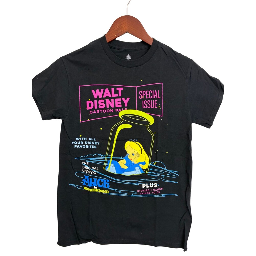 Disney Alice in Wonderland T Shirt Small Black Walt Disney Cartoon Pals Graphic